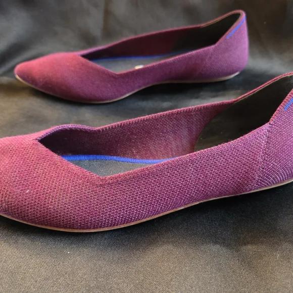 ROTHY'S The Merino Aubergine Purple Pointed Flat Shoes 8.5 - Picture 7 of 11